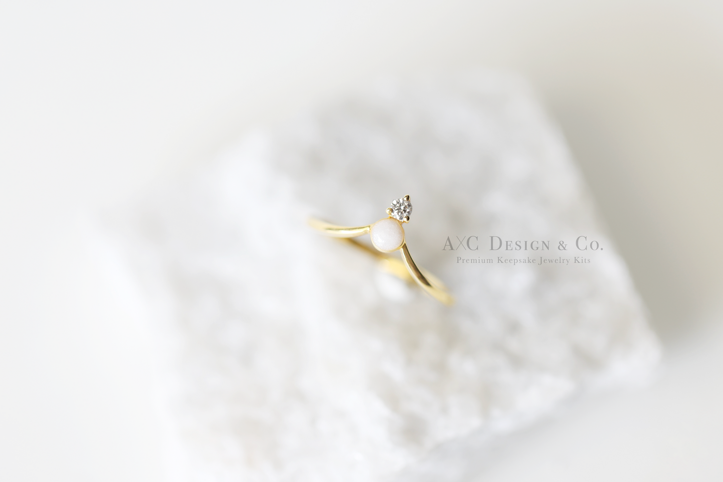 Solid 18K Gold Minimalist Diamond Crown Breastmilk Ring (DIY Kit)