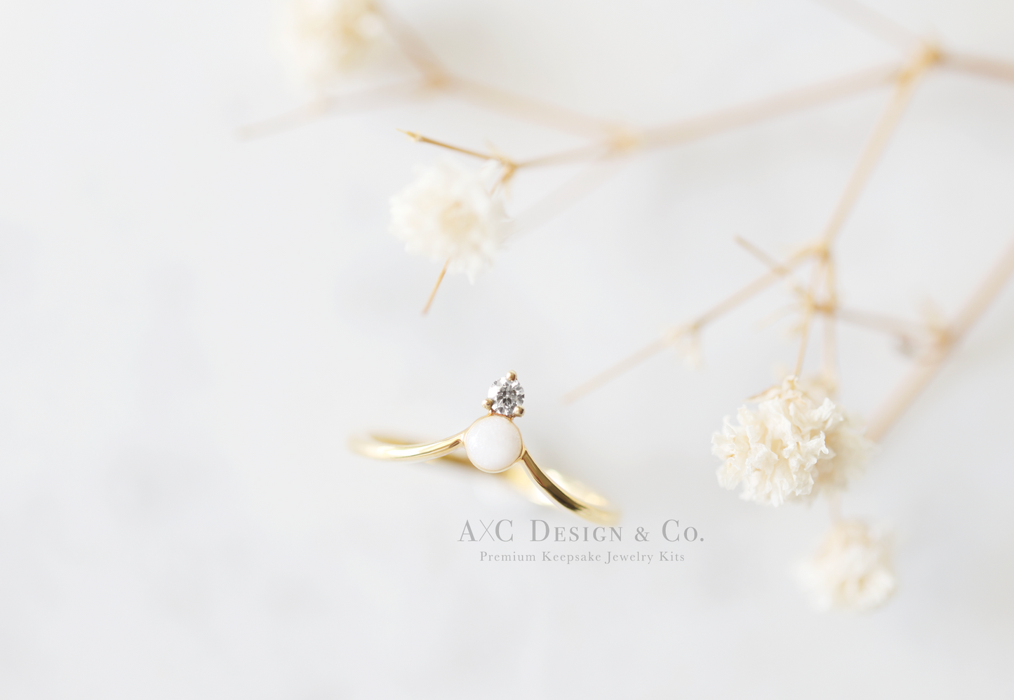 Solid 18K Gold Minimalist Diamond Crown Breastmilk Ring (DIY Kit)