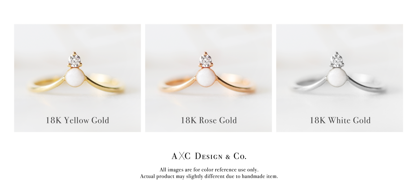 Solid 18K Gold Minimalist Diamond Crown Breastmilk Ring