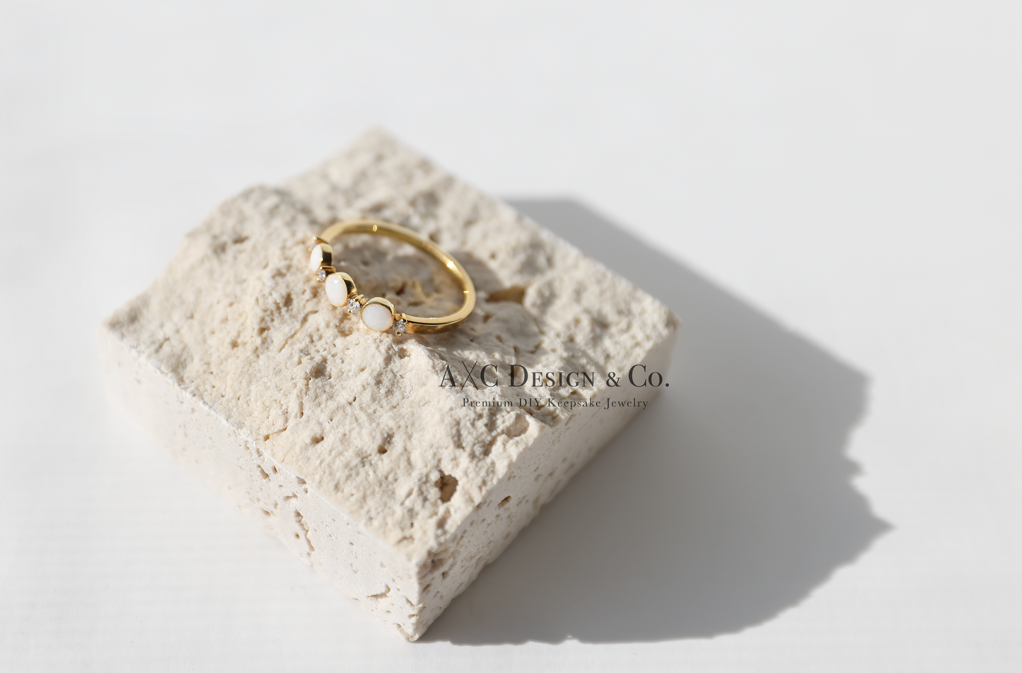 Minimalist Solid 18K Gold Pearl Breastmilk Band - 3 Pearl Stones