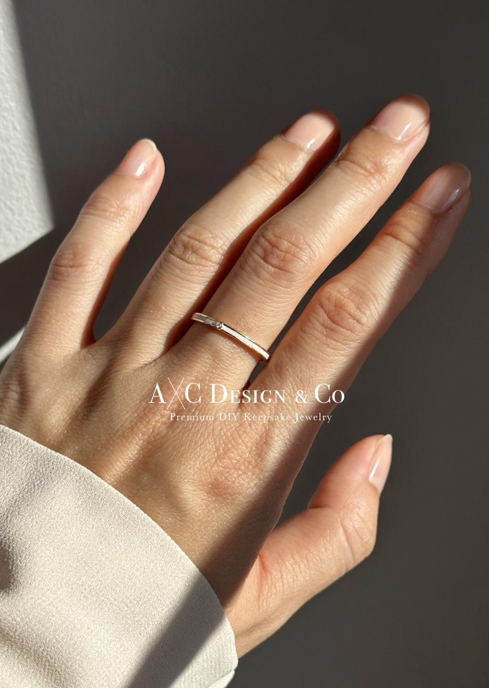 Solid 18K Gold Ultra Thin Diamond Breastmilk Band