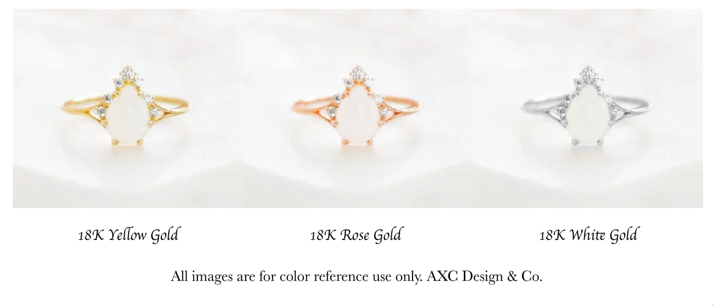 Solid 18K Gold Vintage Crown Teardrop Breastmilk Ring