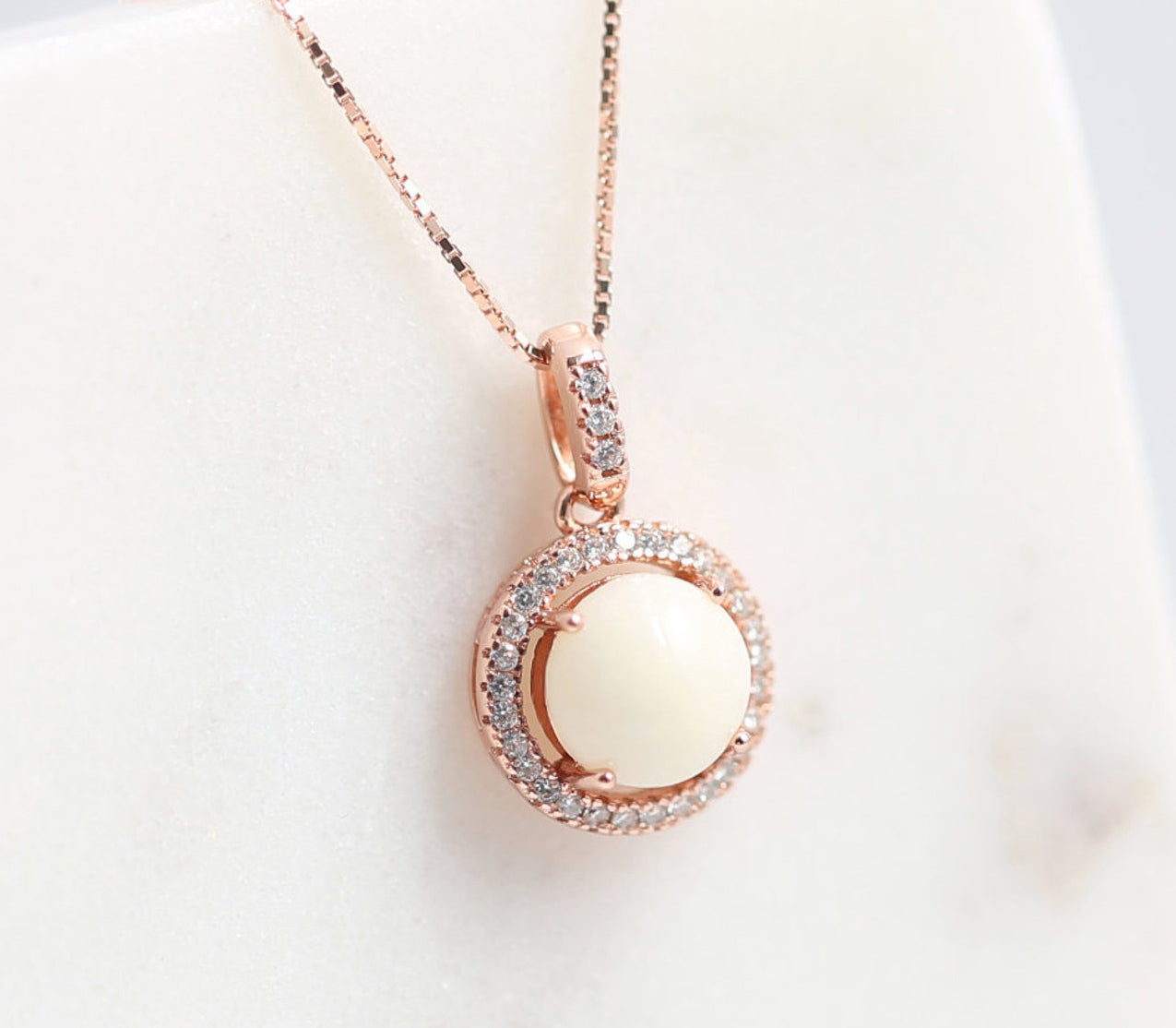 Round Halo Breastmilk Necklace (DIY Kit) Rose Gold Plated