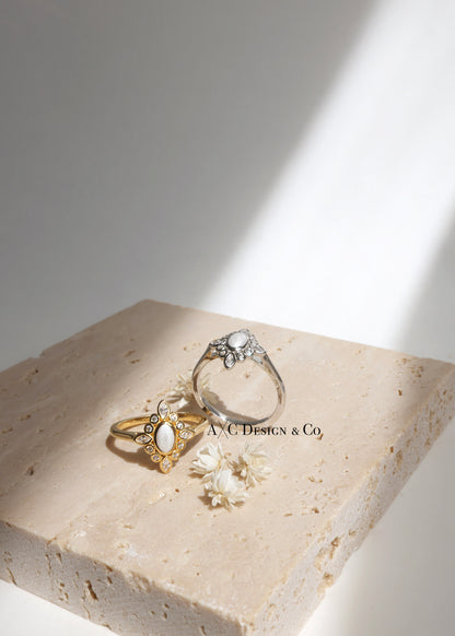 Oval Daisy 18K Gold Vermeil Breastmilk Ring (DIY KIT)