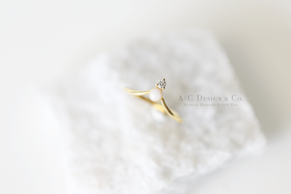 Solid 18K Minimalist Diamond Crown Cremation Ring (DIY KIT)