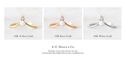 Solid 18K Gold Minimalist Diamond Crown Breastmilk Ring
