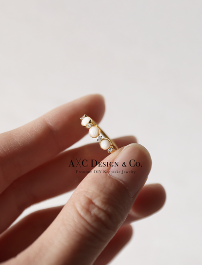 Minimalist Solid 18K Gold Pearl Breastmilk Band (DIY Kit) - 3 Pearl Stones