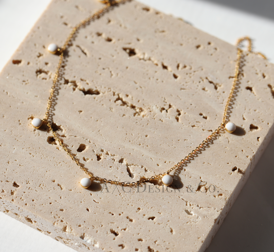 Solid 18K Gold Minimalist Breastmilk Pearl Drop Adjustable Necklace