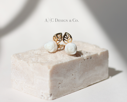 Solid 18K Gold Rose Breastmilk Studs