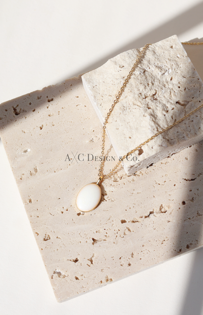 Minimalist Oval Breastmilk Necklace in 18K Solid Gold (DIY Kit)