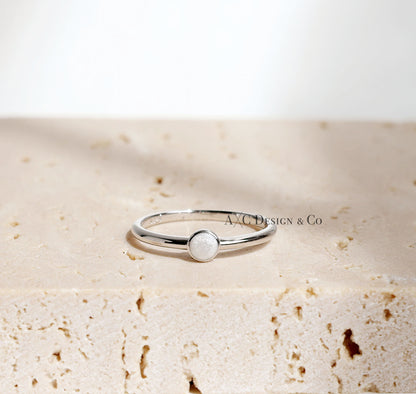 Minimalist Round Silver Breastmilk Ring (DIY Kit)